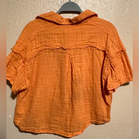 Free People We The Free Soft Gauze Collar Button Top Size Medium - Picture 4 of 9